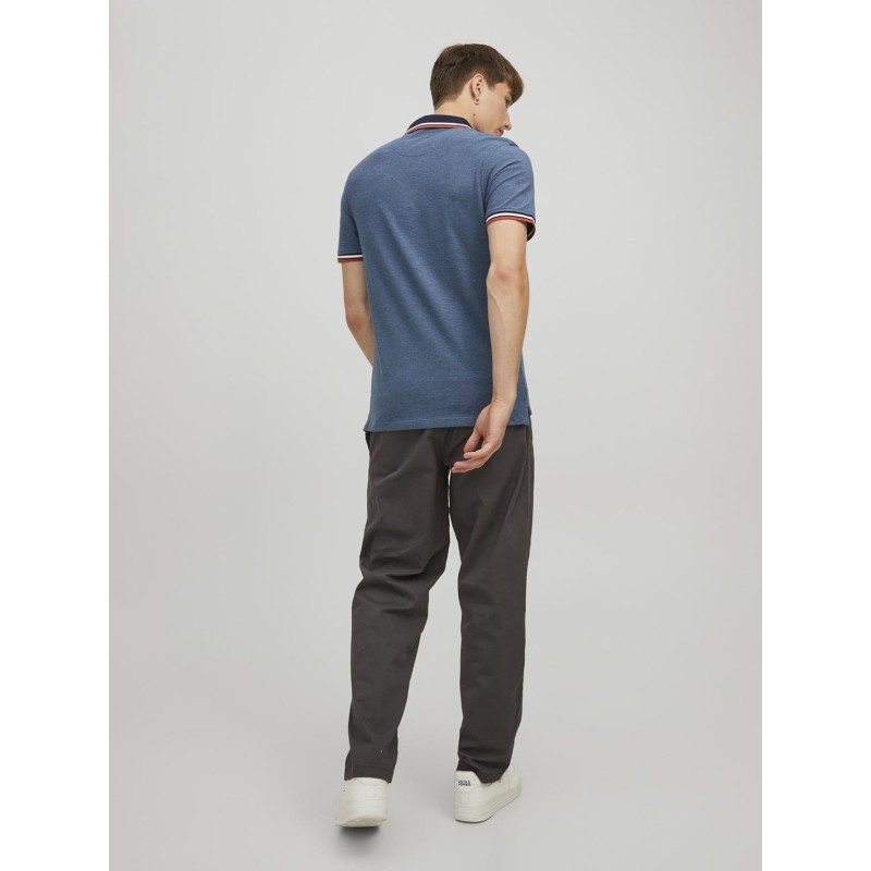 JACK & JONES Polo Plain Shirt Collar Polo - M Denim Blue JACK & JONES Polo Plain Shirt Collar Polo - M Denim Blue