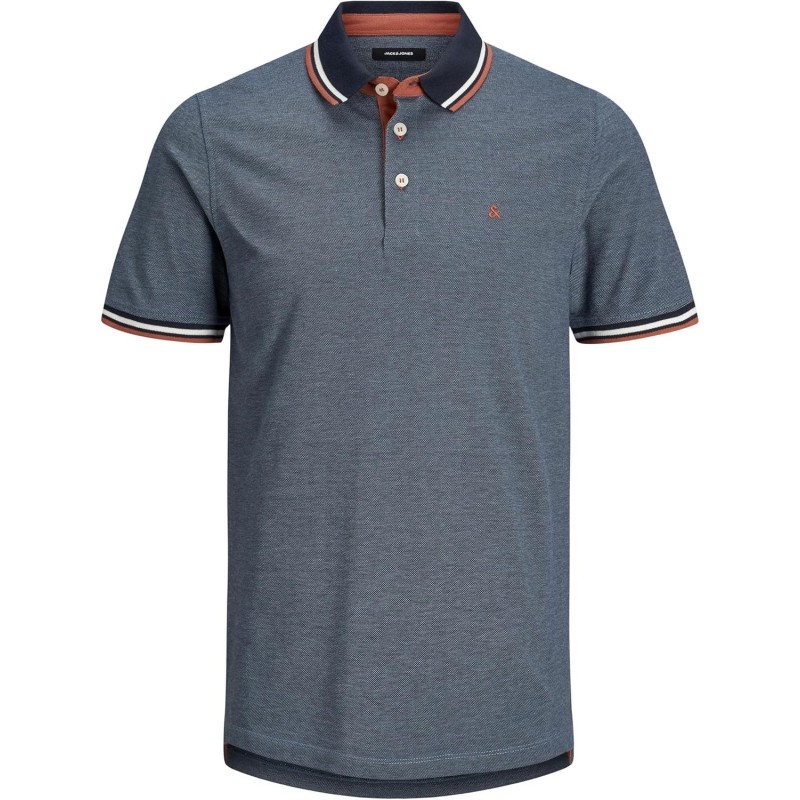 JACK & JONES Polo Plain Shirt Collar Polo - M Denim Blue JACK & JONES Polo Plain Shirt Collar Polo - M Denim Blue