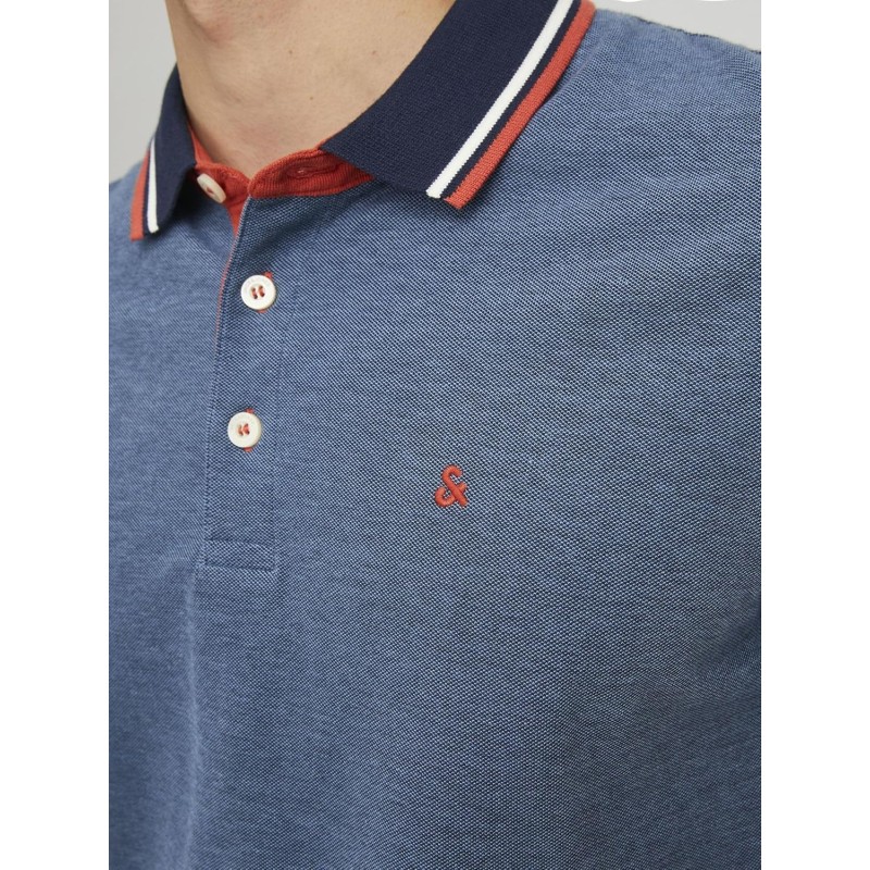 JACK & JONES Polo Plain Shirt Collar Polo - M Denim Blue JACK & JONES Polo Plain Shirt Collar Polo - M Denim Blue