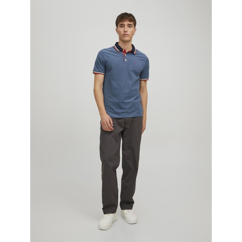 JACK & JONES Polo Plain Shirt Collar Polo - S Denim Blue JACK & JONES Polo Plain Shirt Collar Polo - S Denim Blue