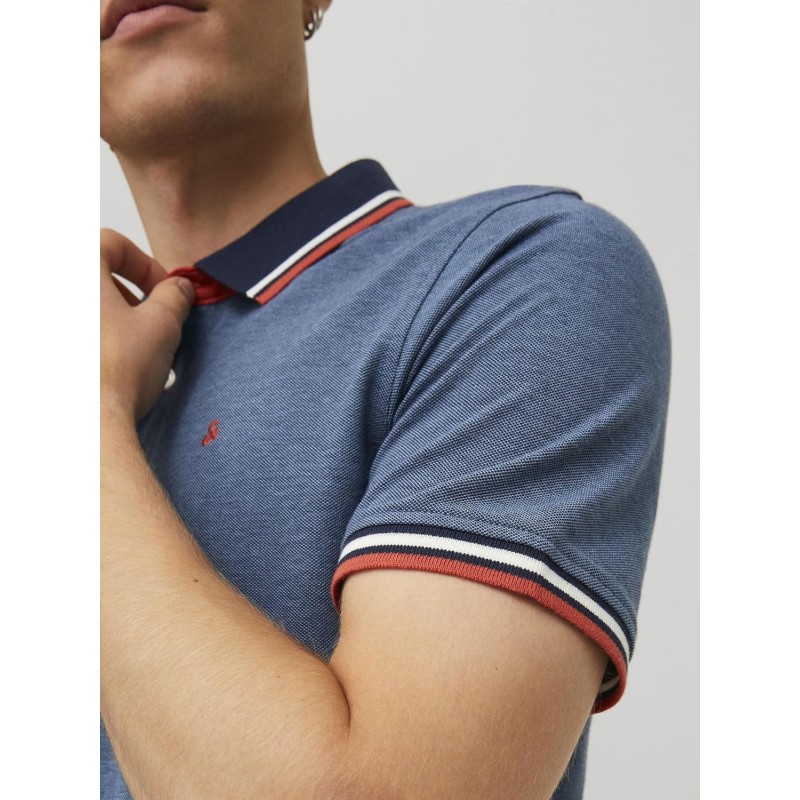 JACK & JONES Polo Plain Shirt Collar Polo - S Denim Blue JACK & JONES Polo Plain Shirt Collar Polo - S Denim Blue