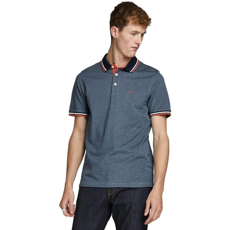 JACK & JONES Polo Plain Shirt Collar Polo - L Denim Blue JACK & JONES Polo Plain Shirt Collar Polo - L Denim Blue
