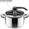 Lagostina Novia Vitamin Lagoeasy'UP Pentola a Pressione 5 L in Acciaio Inox 18/10 Ø 22 cm, Pentola Induzione e Gas, Coperchio con Apertura Facilitata, Inclusi Cestello, Ecodose e Ricettario - 5 Litri