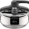 Lagostina Briosa LagoeasyUp Pentola a Pressione in Acciaio Inox 18/10 con Apertura Facile, Fondo Lagofusion e Valvola a Due Pressioni, Pentola a Pressione per Induzione e Gas, Capacità 3,5L - 3.5L