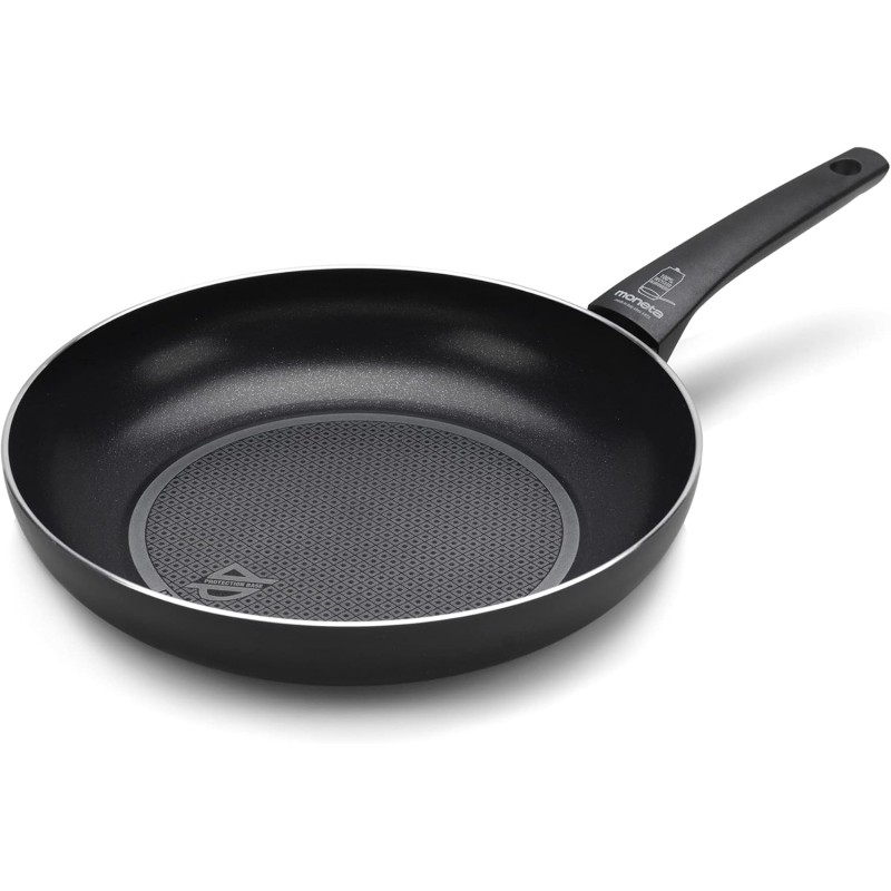 Moneta Recy Padella 30 cm Ricicla 49 Lattine, Net Induction, Nero, Corpo Alluminio 100% Riciclato Moneta Recy Padella 30 cm Ricicla 49 Lattine, Net Induction, Nero, Corpo Alluminio 100% Riciclato