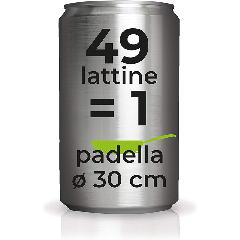 Moneta Recy Padella 30 cm Ricicla 49 Lattine, Net Induction, Nero, Corpo Alluminio 100% Riciclato Moneta Recy Padella 30 cm Ricicla 49 Lattine, Net Induction, Nero, Corpo Alluminio 100% Riciclato