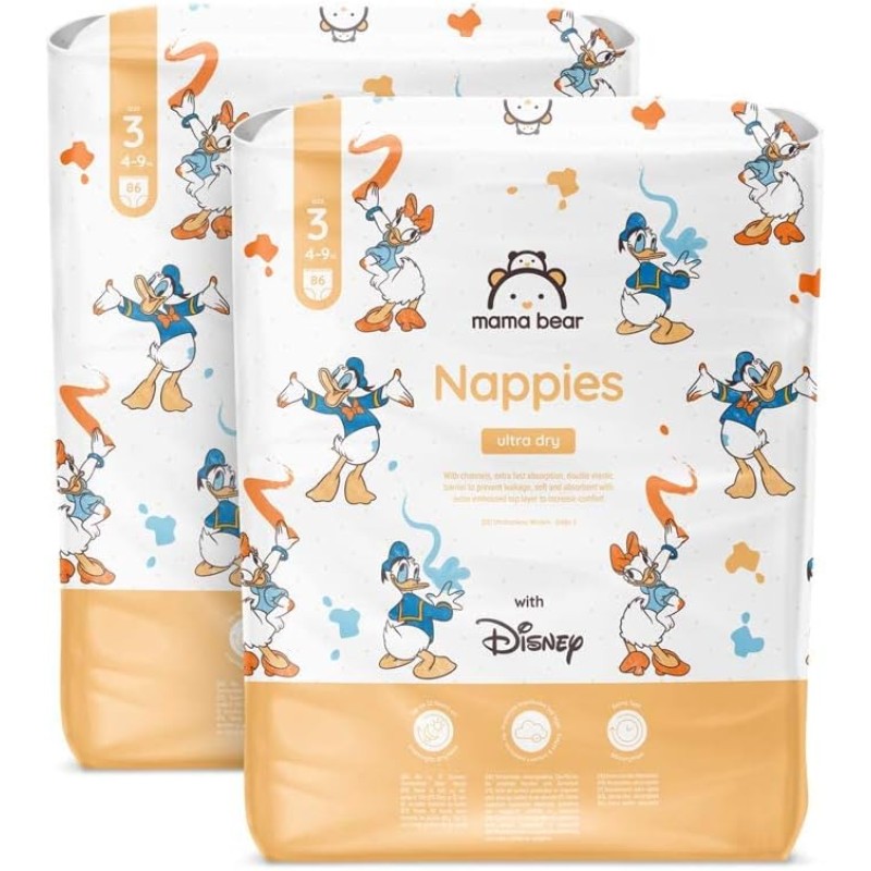 Marchio Amazon - Mama Bear Disney Pannolini ultra-asciutti, Taglia 3 (4-9 kg), Bianco, 172 unità (2 confezioni da 86), PACCO MENSILE - Taglia 3 (Confezione da 172) Marchio Amazon - Mama Bear Disney Pannolini ultra-asciutti, Taglia 3 (4-9 kg), Bianco, 172 unità (2 confezioni da 86), PACCO MENSILE - Taglia 3 (Confezione da 172)
