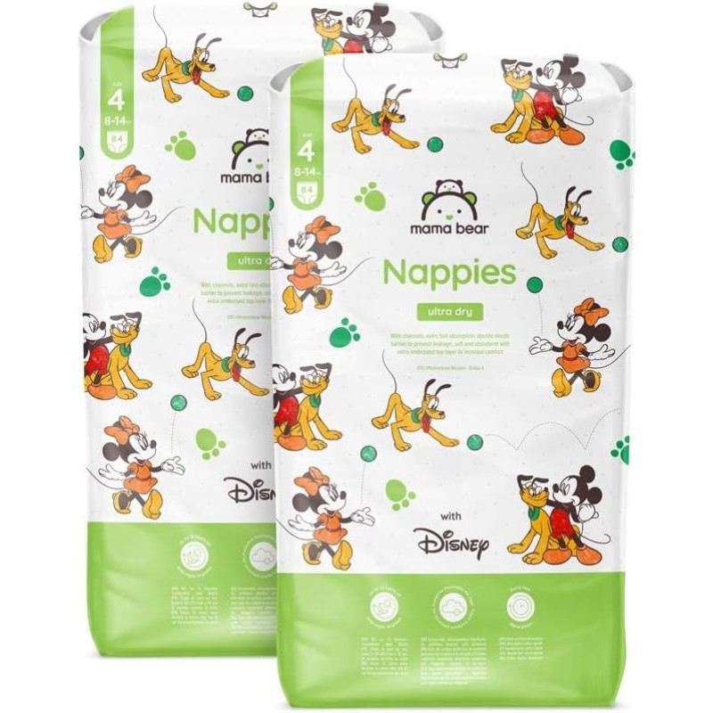 Marchio Amazon - Mama Bear Disney Pannolini ultra asciutti, Taglia 4 (8-14 kg), Bianchi, 168 Unità, 2 Confezione da 84, PACCO MENSILE - Taglia 4 (Confezione da 168) Marchio Amazon - Mama Bear Disney Pannolini ultra asciutti, Taglia 4 (8-14 kg), Bianchi, 168 Unità, 2 Confezione da 84, PACCO MENSILE - Taglia 4 (Confezione da 168)