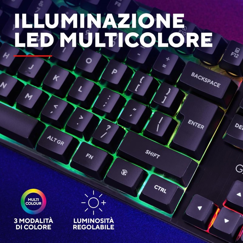 Trust Gaming GXT 835 Azor Tastiera Gaming, Layout Italiano QWERTY, USB, Anti-ghosting, Tastiera Retroilluminata LED RGB Per PC, Computer, Laptop, Mac - Nero - Nero Trust Gaming GXT 835 Azor Tastiera Gaming, Layout Italiano QWERTY, USB, Anti-ghosting, Tastiera Retroilluminata LED RGB Per PC, Computer, Laptop, Mac - Nero - Nero