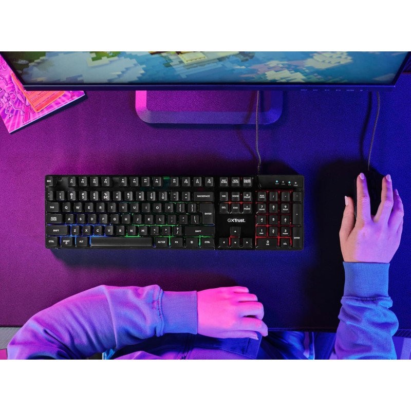 Trust Gaming GXT 835 Azor Tastiera Gaming, Layout Italiano QWERTY, USB, Anti-ghosting, Tastiera Retroilluminata LED RGB Per PC, Computer, Laptop, Mac - Nero - Nero Trust Gaming GXT 835 Azor Tastiera Gaming, Layout Italiano QWERTY, USB, Anti-ghosting, Tastiera Retroilluminata LED RGB Per PC, Computer, Laptop, Mac - Nero - Nero