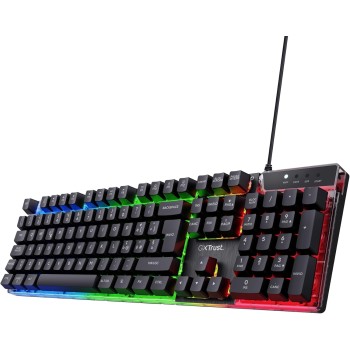 Trust Gaming GXT 835 Azor Tastiera Gaming, Layout Italiano QWERTY, USB, Anti-ghosting, Tastiera Retroilluminata LED RGB Per PC, Computer, Laptop, Mac - Nero - Nero