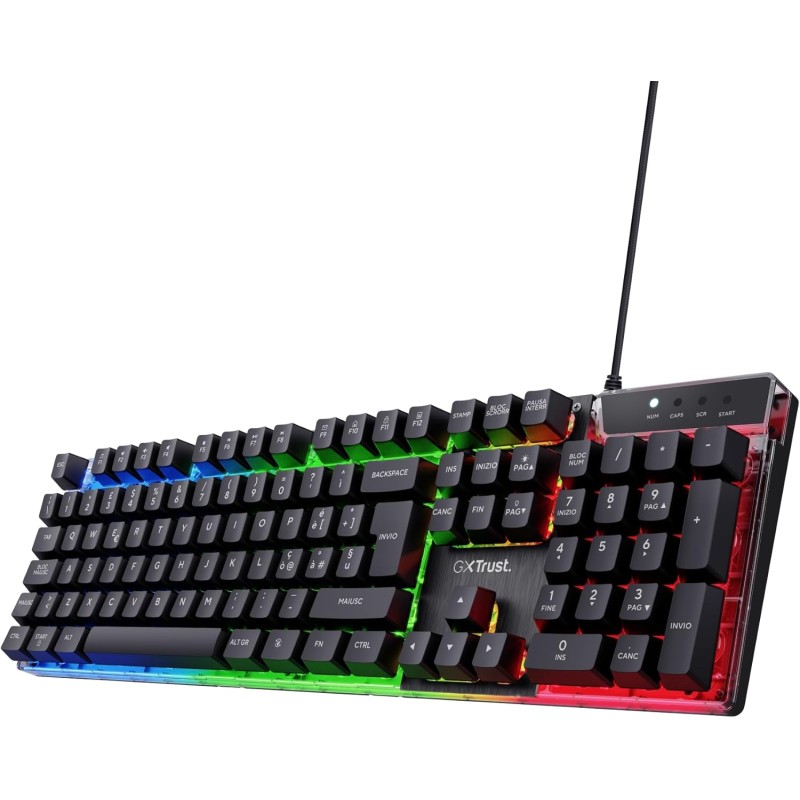 Trust Gaming GXT 835 Azor Tastiera Gaming, Layout Italiano QWERTY, USB, Anti-ghosting, Tastiera Retroilluminata LED RGB Per PC, Computer, Laptop, Mac - Nero - Nero Trust Gaming GXT 835 Azor Tastiera Gaming, Layout Italiano QWERTY, USB, Anti-ghosting, Tastiera Retroilluminata LED RGB Per PC, Computer, Laptop, Mac - Nero - Nero