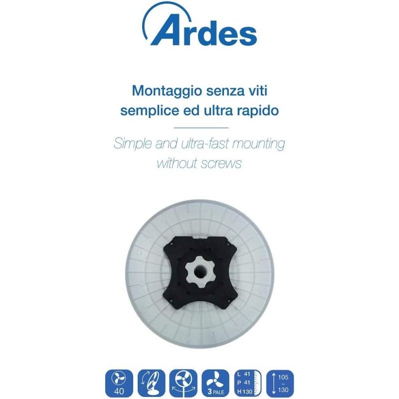 ARDES - AR5BR40PB Ventilatore a Piantana Silenzioso 3 Pale BRISA 40PB - Ventilatore Ardes Piantana Oscillante e Inclinabile con Pannello Manuale - Ventilatore a Stelo 3 Velocità e Altezza Regolabile ARDES - AR5BR40PB Ventilatore a Piantana Silenzioso 3 Pale BRISA 40PB - Ventilatore Ardes Piantana Oscillante e Inclinabile con Pannello Manuale - Ventilatore a Stelo 3 Velocità e Altezza Regolabile