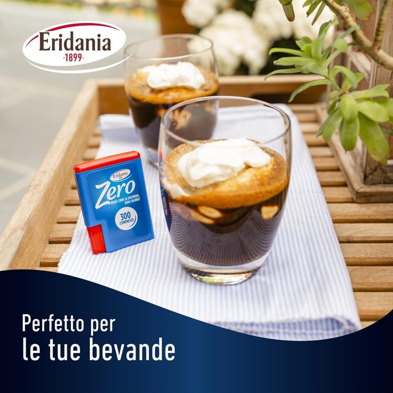 Eridania - Eridania Zero, Dolcificante in Compresse da 4,5 gr, Formato Tascabile da 300 Compresse, 1 Compressa Equivale a Mezzo Cucchiaino di Zucchero, Senza Aspartame e Lattosio, Velocemente Solubile - 300 unità (Confezione da 1)