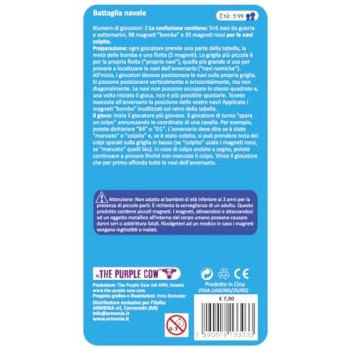 Purple Cow- Battaglia navale Magnetica Gioco, Colore Viola, 7290018133033 dai 5 anni