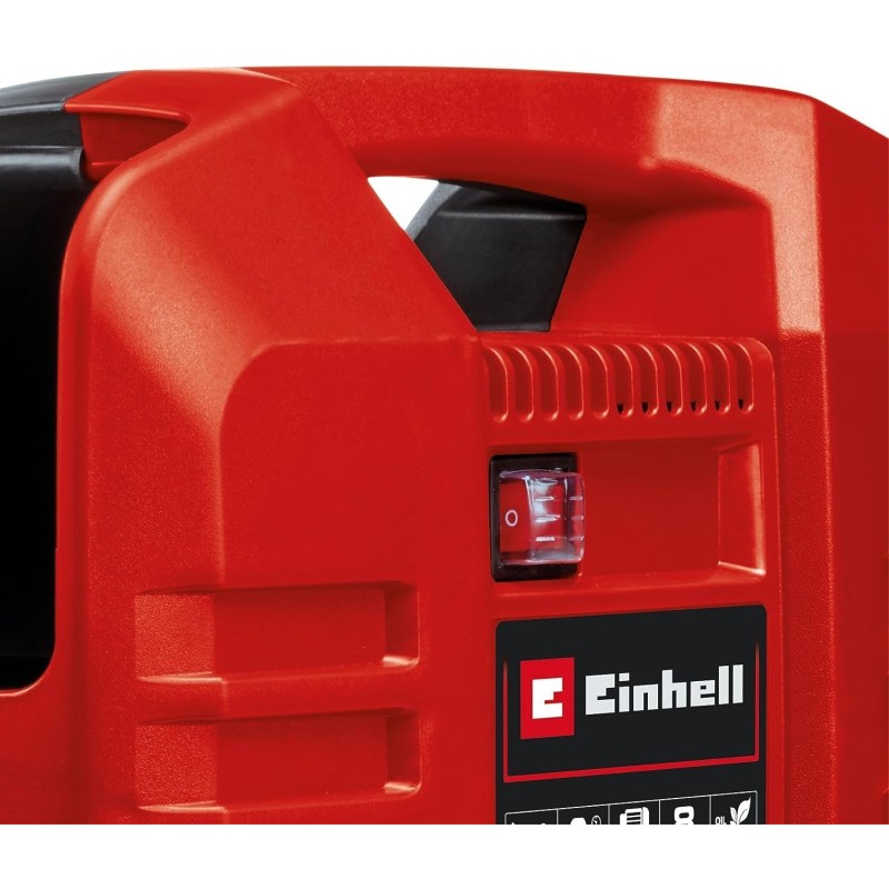 Einhell TC-AC 190 OF Set Compressore portatile senza serbatoio (220-240 V, max 8 bar, aria max 165 l/min., autolubrificato, incl. pistola soffiaggio, tubo 3m, manometro, set 3 adattatori)
