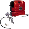Einhell TC-AC 190 OF Set Compressore portatile senza serbatoio (220-240 V, max 8 bar, aria max 165 l/min., autolubrificato, incl. pistola soffiaggio, tubo 3m, manometro, set 3 adattatori)
