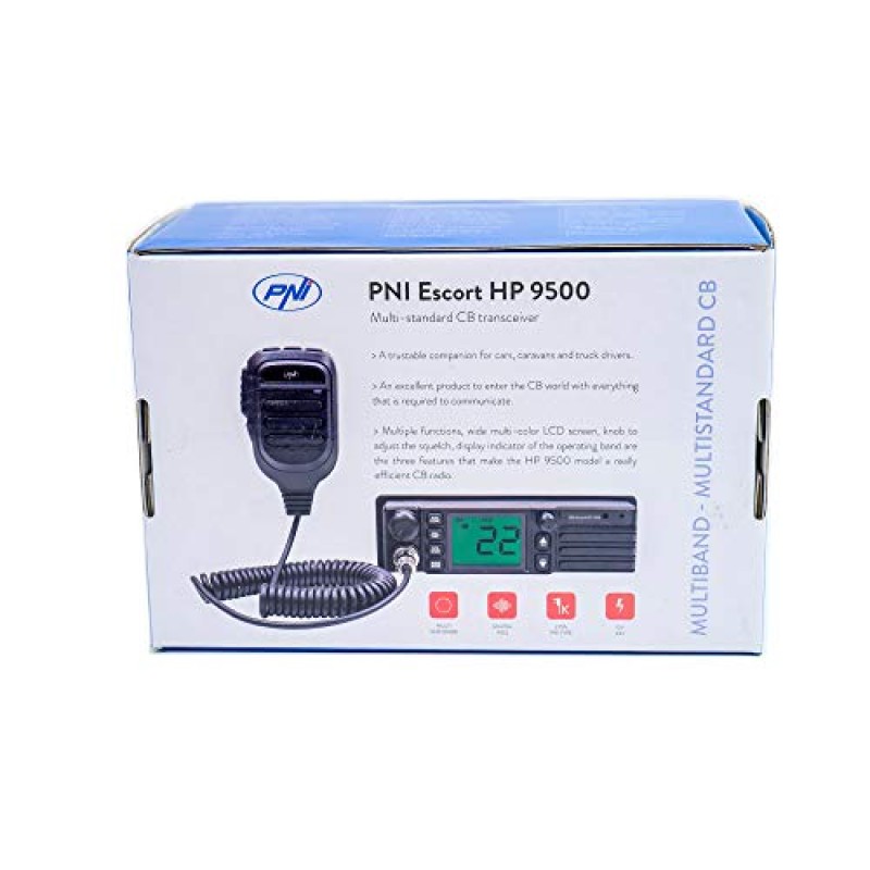 PNI Radio CB Escort HP 9500 multistandard, ASQ, VOX, Scan, 4W, AM-FM, Alimentatore 12V / 24V, Presa accendisigari Inclusa