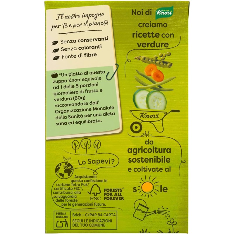 Knorr Zuppa Ortolana, Piatti Pronti Knorr con Ingredienti Naturali, Senza Coloranti e Senza Conservanti Aggiunti, Fonte di Fibre, Vegetariano, Confezione da 500 ml - 500 ml (Confezione da 1)