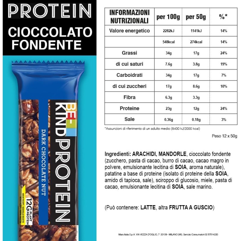 BE-KIND Protein Barretta Proteica al Doppio Cioccolato Fondente, Snack Proteico senza Glutine, 12 gr di Proteine, 12 Unità, Confezione da 1 BE-KIND Protein Barretta Proteica al Doppio Cioccolato Fondente, Snack Proteico senza Glutine, 12 gr di Proteine, 12 Unità, Confezione da 1