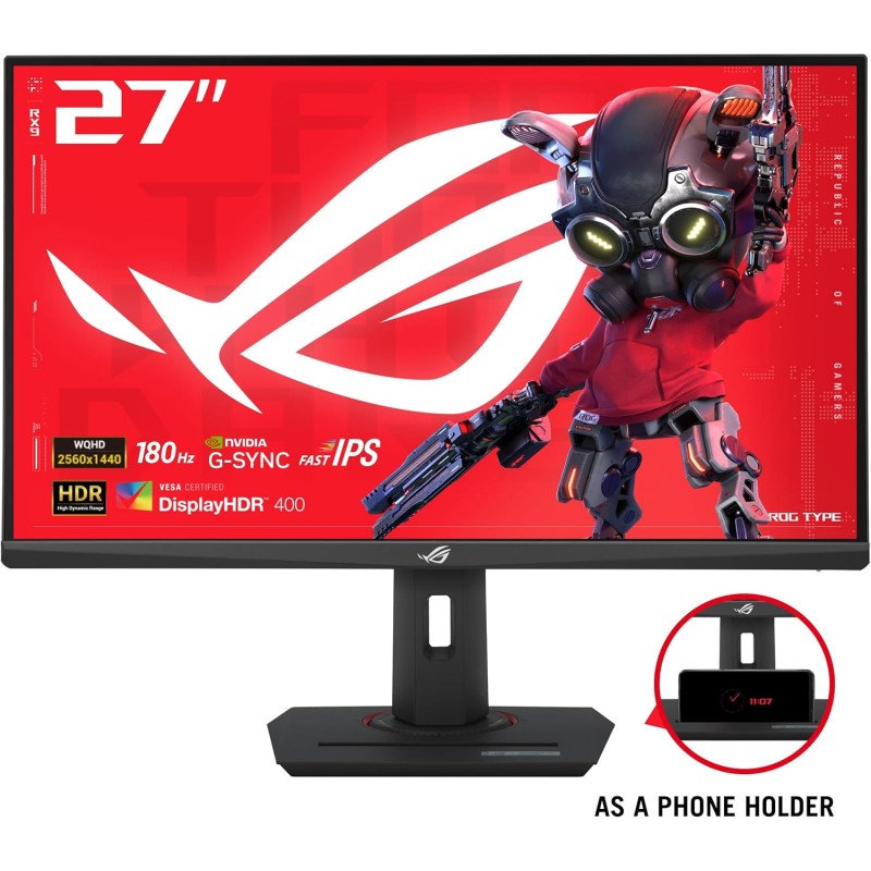 ASUS ROG Strix XG27ACS Monitor Gaming da 27” pollici 2560x1440, 180 Hz, Tempo di Risposta 1 ms (GTG), Fast IPS, Extreme Low Motion Blur Sync, USB-C, G-Sync, DisplayWidget Center, HDR, Nero - Nero ASUS ROG Strix XG27ACS Monitor Gaming da 27” pollici 2560x1440, 180 Hz, Tempo di Risposta 1 ms (GTG), Fast IPS, Extreme Low Motion Blur Sync, USB-C, G-Sync, DisplayWidget Center, HDR, Nero - Nero