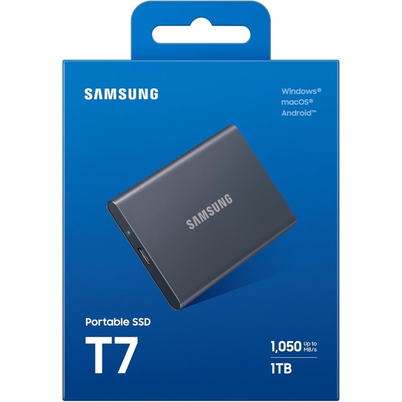 Samsung MU-PC1T0T/WW T7 - SSD Esterno Portatile da 1 TB, USB 3.2 Gen 2, 10 Gbps, Tipo-C, Grigio Titanio - 1TB Grigio titanio