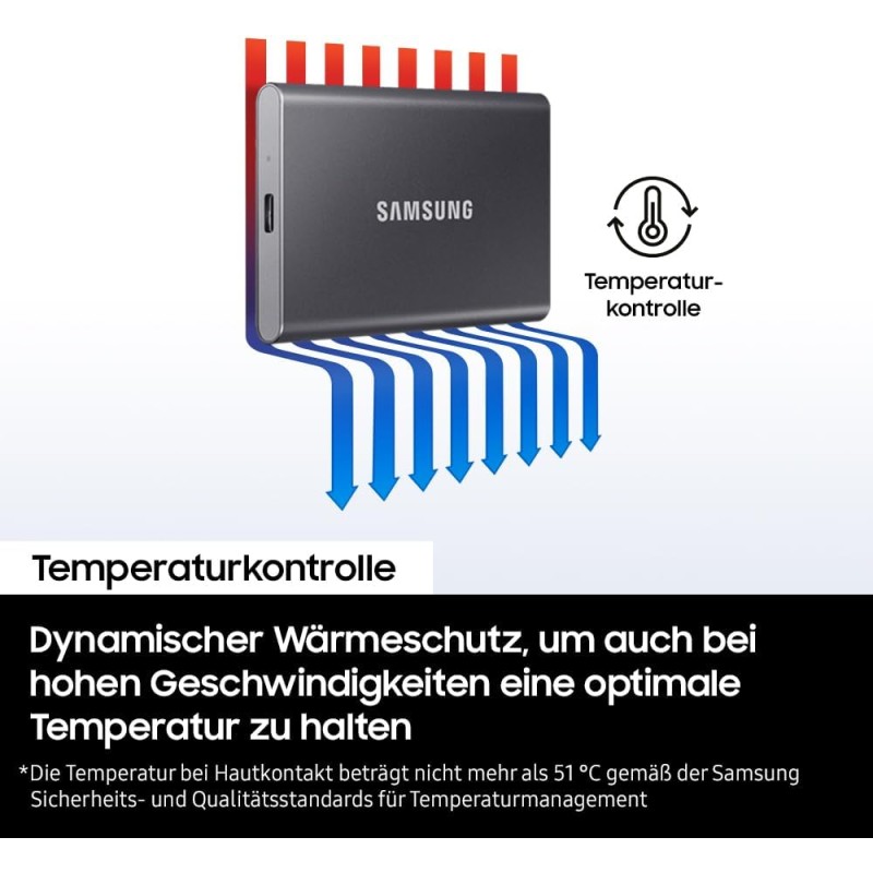 Samsung MU-PC1T0T/WW T7 - SSD Esterno Portatile da 1 TB, USB 3.2 Gen 2, 10 Gbps, Tipo-C, Grigio Titanio - 1TB Grigio titanio