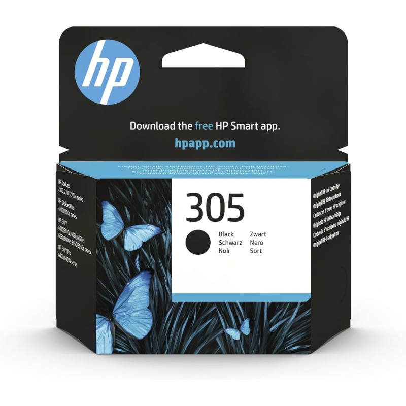 HP 305 Nero, 3YM61AE, Cartuccia Originale da 120 Pagine, Compatibile con Stampanti HP DeskJet serie 2700, 4100, HP Envy serie 6020, 6030, 6420, 6430 - Normal