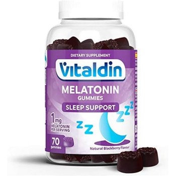 VITALDIN Melatonina Gummies – 1 mg per dose – 70 Caramelle Gommose (fornitura per 2 mesi) gusto Mora – Aiuta a Regolare il Ciclo del Sonno – Senza Glutine- per Bambini e Adulti