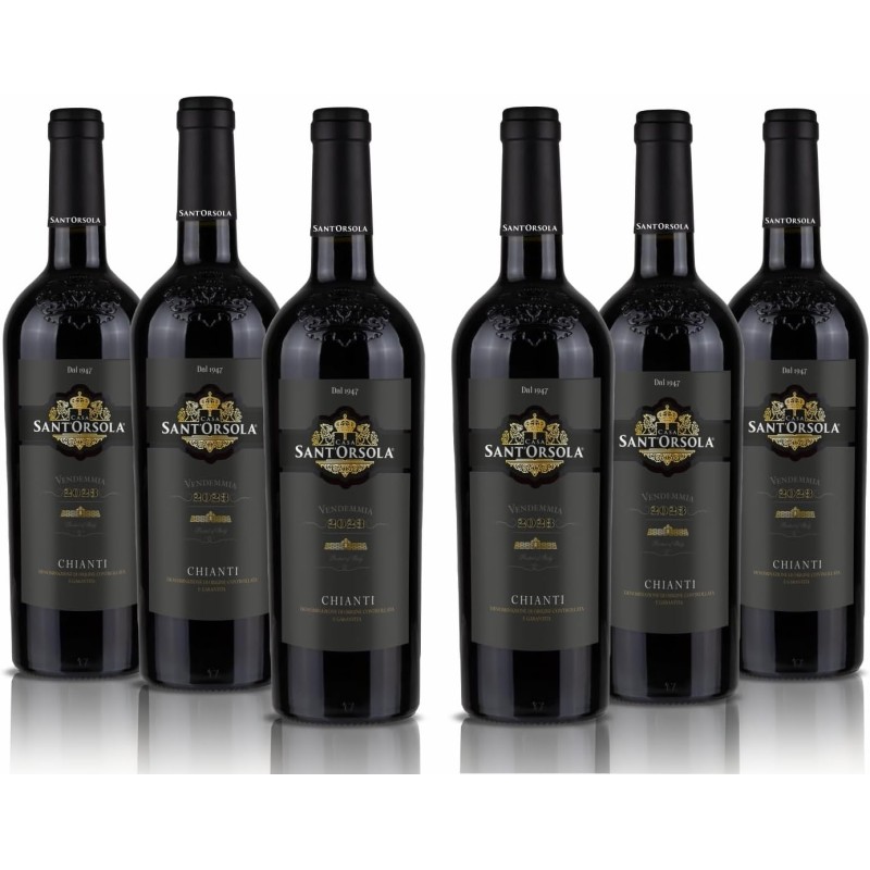 Casa Sant'Orsola - Vino Rosso Chianti D.O.C.G. 12%, Gusto Secco e Fruttato, 6x750 ml - 6x750ml Casa Sant'Orsola - Vino Rosso Chianti D.O.C.G. 12%, Gusto Secco e Fruttato, 6x750 ml - 6x750ml