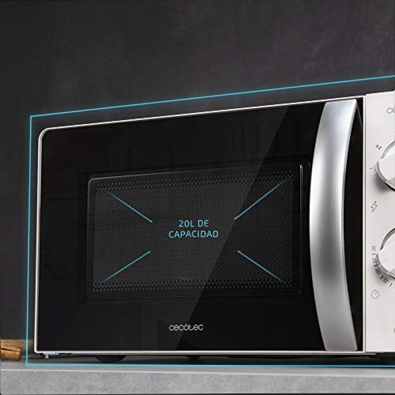 Cecotec Forno a Microonde con Grill ProClean 2110 da 20 Litri, 700W, con 6 livelli di potenza, funzione grill, tecnologia 3DWave, modalità scongelamento, timer fino a 30 minuti