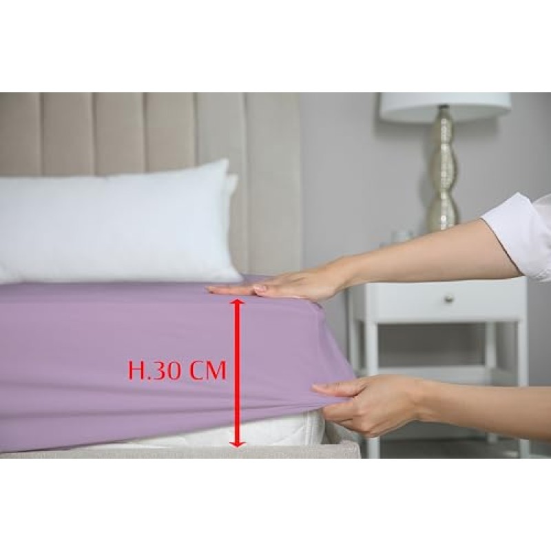 Zer0bed, Lenzuolo Sotto con Angoli Singolo Tinta Unita 100% Cotone ANGOLO MAXI 30CM, 1 Piazza, Lilla, 90x200 - 90x200 + 30 Lilla