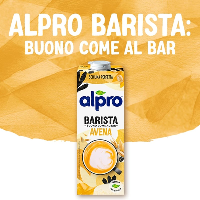 ALPRO BARISTA, bevanda all'AVENA, 100% vegetali, ideale con il caffè (8 confezioni x 1 Litro)