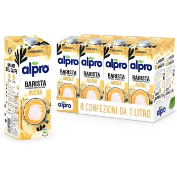 ALPRO BARISTA, bevanda all'AVENA, 100% vegetali, ideale con il caffè (8 confezioni x 1 Litro)
