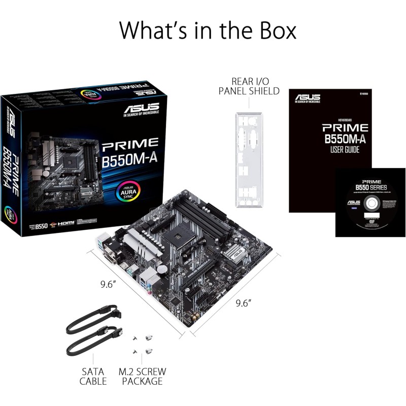ASUS PRIME B550M-A, Scheda Madre Micro ATX AMD B550 (Ryzen AM4), dual M.2, PCIe 4.0, 1 Gb Lan, HDMI/D-Sub/DVI, SATA 6 Gbps, USB 3.2 Gen 2 Type-A, Connettori RGB Aura Sync - microATX ASUS PRIME B550M-A, Scheda Madre Micro ATX AMD B550 (Ryzen AM4), dual M.2, PCIe 4.0, 1 Gb Lan, HDMI/D-Sub/DVI, SATA 6 Gbps, USB 3.2 Gen 2 Type-A, Connettori RGB Aura Sync - microATX