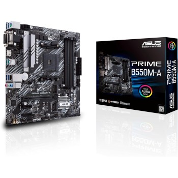 ASUS PRIME B550M-A, Scheda Madre Micro ATX AMD B550 (Ryzen AM4), dual M.2, PCIe 4.0, 1 Gb Lan, HDMI/D-Sub/DVI, SATA 6 Gbps, USB 3.2 Gen 2 Type-A, Connettori RGB Aura Sync - microATX