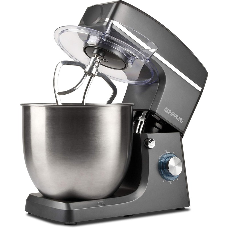 G3 Ferrari Impastatrice Planetaria con Tirapasta Pastaio 10&Lode G20113, 1500 W, 10 Litri, Acciaio Inossidabile, 6 velocità, Nero/Acciaio - Grigio