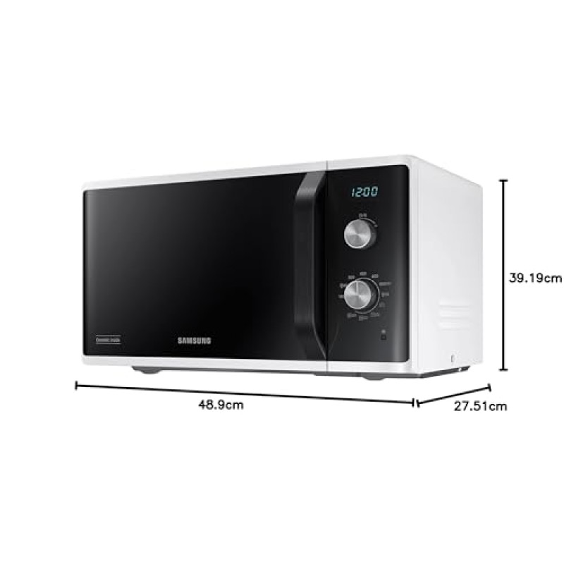 Samsung Forno a Microonde Grill, a libera installazione, Dual Dial MG23K3614AW/ET, Cottura Croccante, AutoDefrost, Microonde + Grill 800 W + 1100 W, 23 L, 49l x 27,5h x 39p cm, Bianco - 23 Litri White