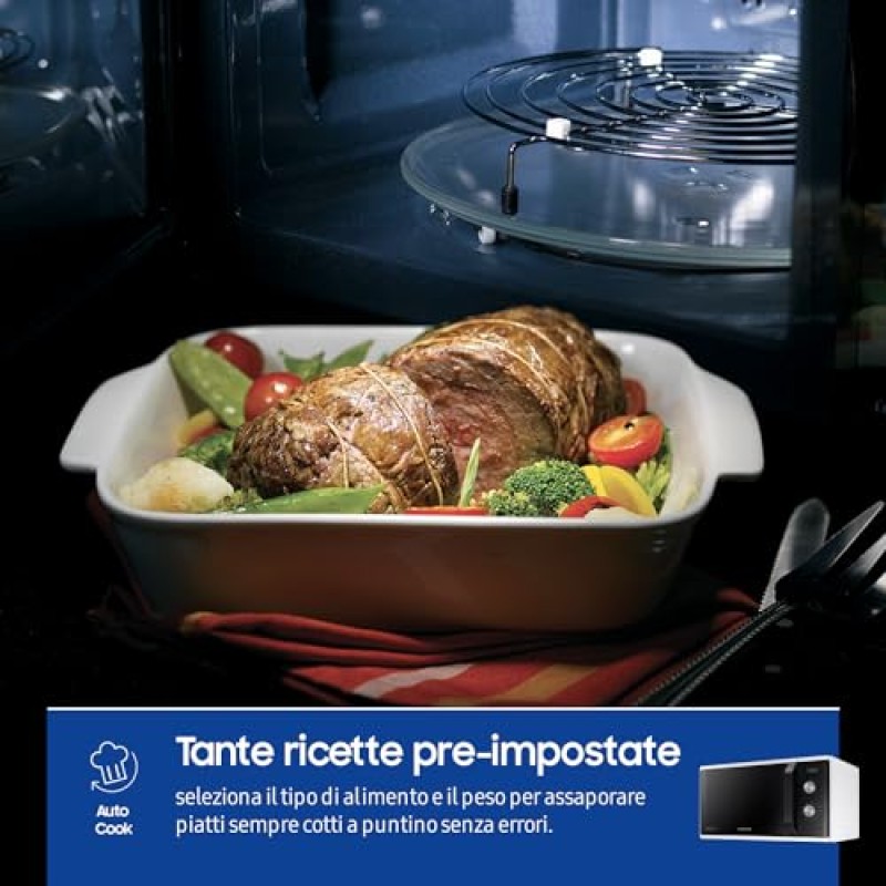 Samsung Forno a Microonde Grill, a libera installazione, Dual Dial MG23K3614AW/ET, Cottura Croccante, AutoDefrost, Microonde + Grill 800 W + 1100 W, 23 L, 49l x 27,5h x 39p cm, Bianco - 23 Litri White