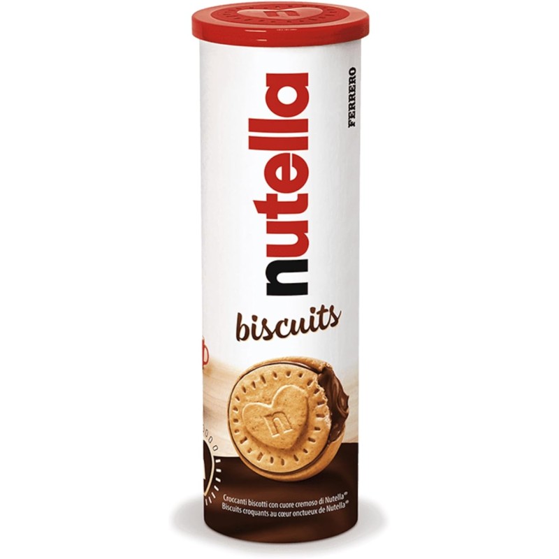 Nutella Biscuits Tubo - Croccanti Biscotti con un Cremoso Ripieno di Nutella, con Farina di Frumento e Zucchero di Canna, Ideali come Colazione, Snack e Merenda, 1 Confezione da 166 gr - 166 g (Confezione da 1)