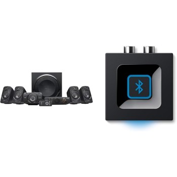 Logitech Z906 5.1 Sistema di Altoparlanti Audio Dolby Surround, Potenza 1000 Watt + Ricevitore Audio Bluetooth Wireless, Presa EU