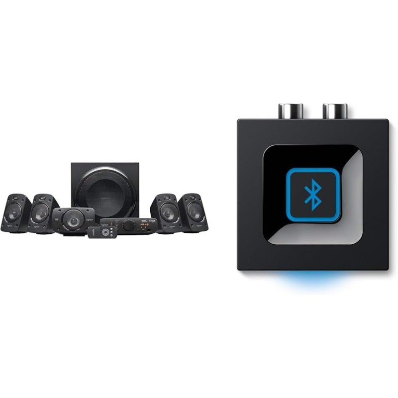Logitech Z906 5.1 Sistema di Altoparlanti Audio Dolby Surround, Potenza 1000 Watt + Ricevitore Audio Bluetooth Wireless, Presa EU