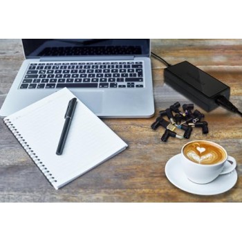 Tecnoware Power Systems - Caricatore Universale 95W per Notebook | 10 Connettori per Acer, ASUS, Sony, Toshiba, HP, Dell, Lenovo, LG, IBM, Fujitsu, Samsung | Protezione sbalzi corrente, Nero - 95W