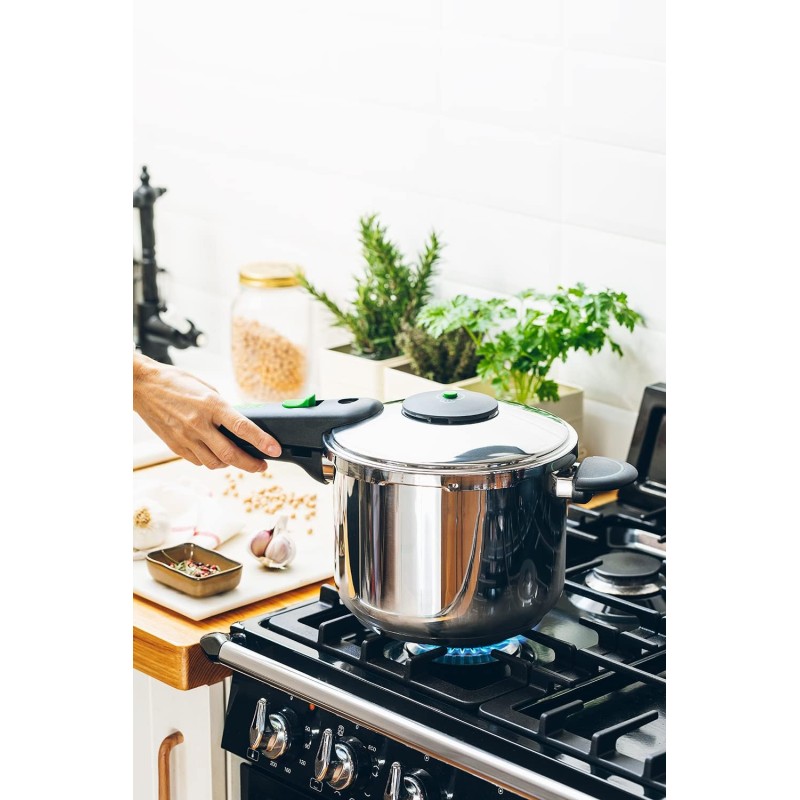 Monix Presto - Pentola a pressione da 6 litri, in acciaio inox, adatta per tutti i tipi di piani cottura, compresi quelli a induzione. - 6 Litri