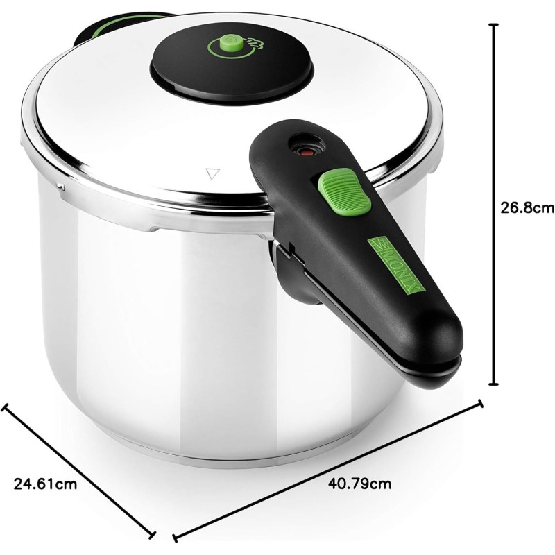 Monix Presto - Pentola a pressione da 6 litri, in acciaio inox, adatta per tutti i tipi di piani cottura, compresi quelli a induzione. - 6 Litri