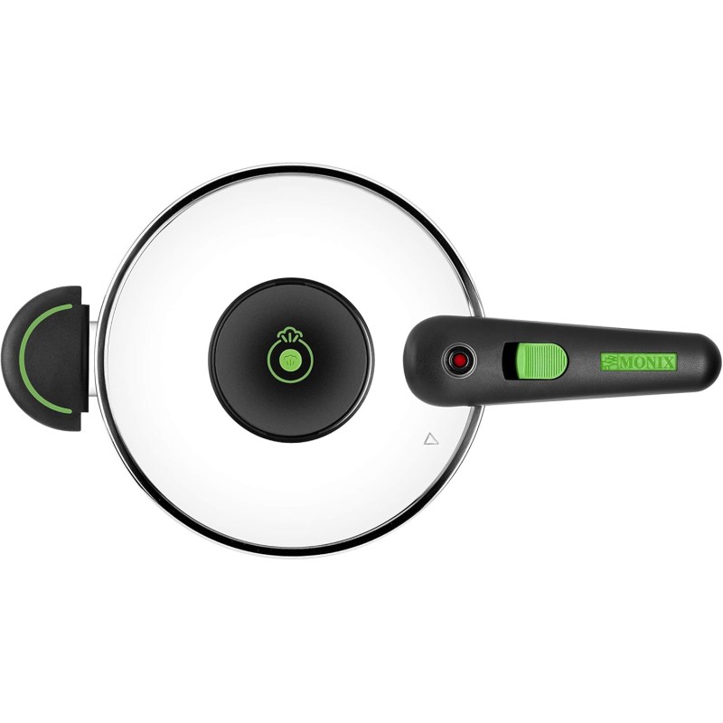 Monix Presto - Pentola a pressione da 6 litri, in acciaio inox, adatta per tutti i tipi di piani cottura, compresi quelli a induzione. - 6 Litri