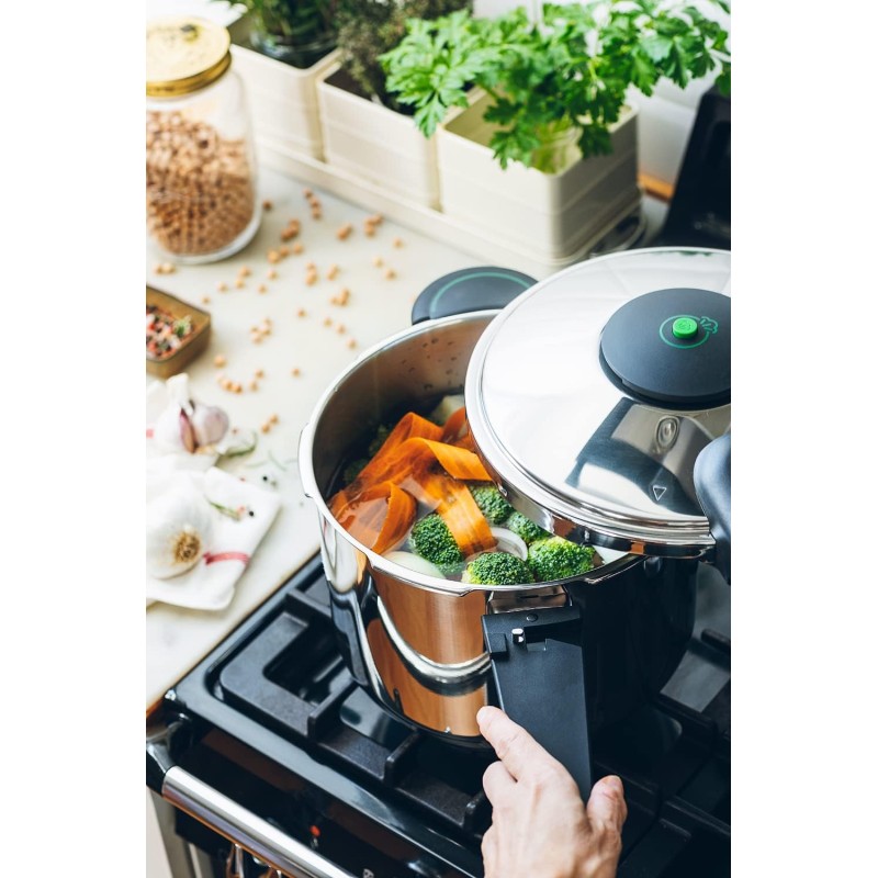 Monix Presto - Pentola a pressione da 6 litri, in acciaio inox, adatta per tutti i tipi di piani cottura, compresi quelli a induzione. - 6 Litri