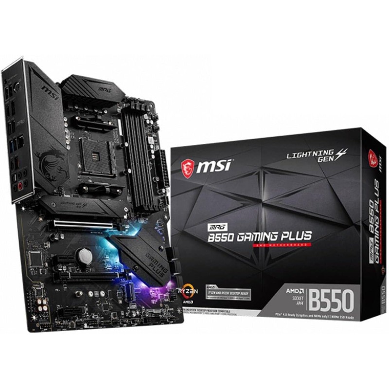 MSI MPG B550 Gaming Plus Scheda Madre ATX - per Processori AMD Ryzen di 3a Generazione, AM4, DDR4 Boost (4400MHz/OC), 1x PCIe 4.0/3.0 x16, 1x PCIe 3.0 x16, 1x M.2 Gen4 x4, 1x M.2 Gen 3x4 - ATX MSI MPG B550 Gaming Plus Scheda Madre ATX - per Processori AMD Ryzen di 3a Generazione, AM4, DDR4 Boost (4400MHz/OC), 1x PCIe 4.0/3.0 x16, 1x PCIe 3.0 x16, 1x M.2 Gen4 x4, 1x M.2 Gen 3x4 - ATX