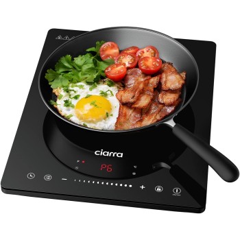 CIARRA CBTIH1 Piano Cottura a Induzione 2000W 8 Livelli Controllo Touch Sicurezza Multiplo Timer Spegnimento Automatico Blocco Bambini Vetro Ceramico Nero - 1 Burner