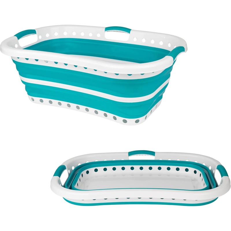 Beldray LA072979TQEU Cestello per bucato, curvo e sagomato per adattarsi al corpo, design ovale che abbracia i fianchi, cestello pieghevole, manici ergonomici per trasporto antiscivolo, 37 l, turchese - Turchese Beldray LA072979TQEU Cestello per bucato, curvo e sagomato per adattarsi al corpo, design ovale che abbracia i fianchi, cestello pieghevole, manici ergonomici per trasporto antiscivolo, 37 l, turchese - Turchese